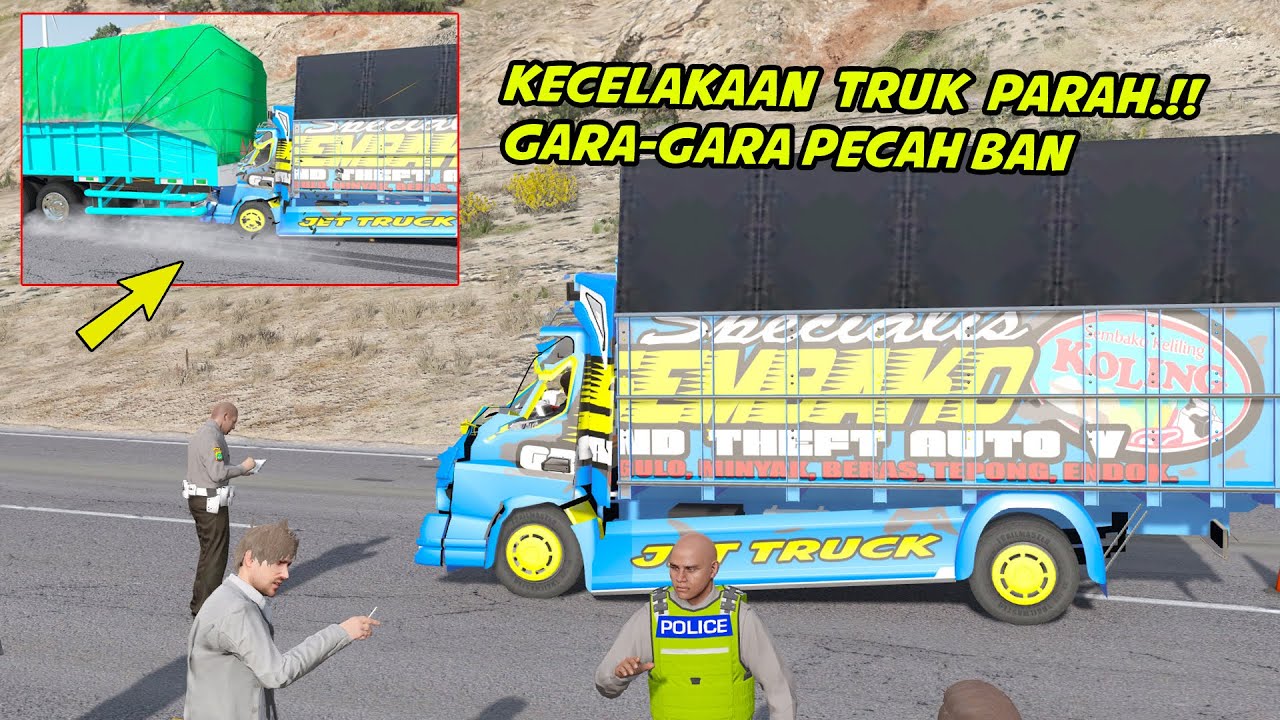 KECELAKAAN TRUK CABE TABRAK TRUK HINO,, GARA GARA PECAH BAN