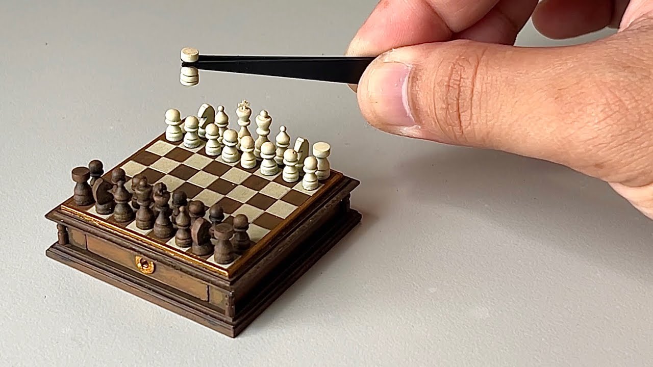 How to Build a Realistic Wooden Chess Board : Step-by-step Tutorial | Miniature ASMR Build!