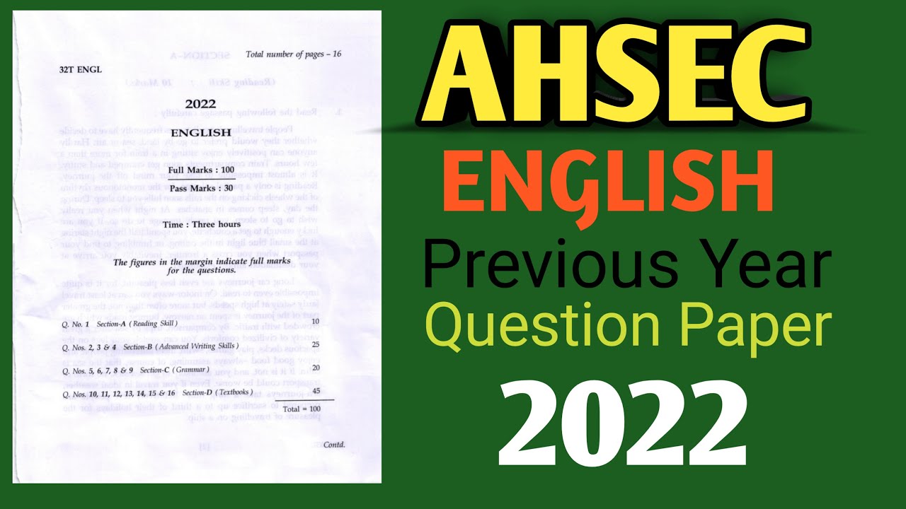 HS Class 12 English 2022 Previous Year Question Paper