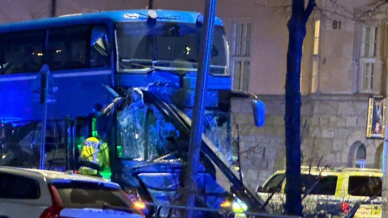 Several people killed as double-decker bus crashes into bus stop in Stockholm
