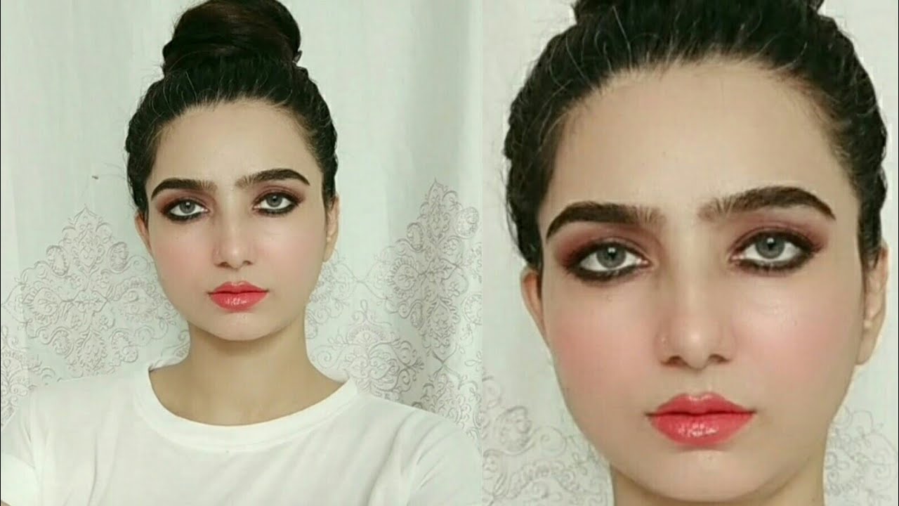 Bold Eyes Coral lips MakeUp Look