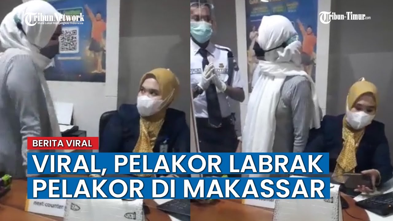 Emak-emak Labrak Pegawai Bank yang Diduga Pelakor di Makassar