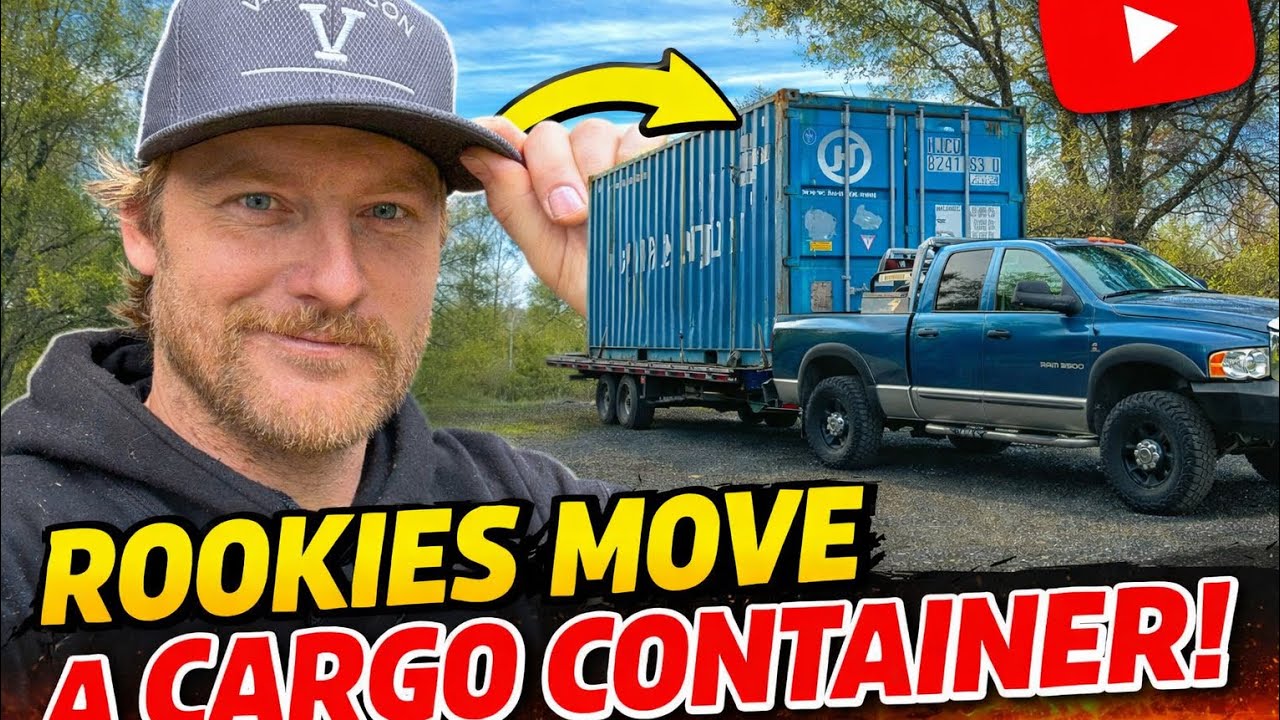 It’s my 1st time.. go easy.. moving a cargo container with my new Blue Dodge Cummins