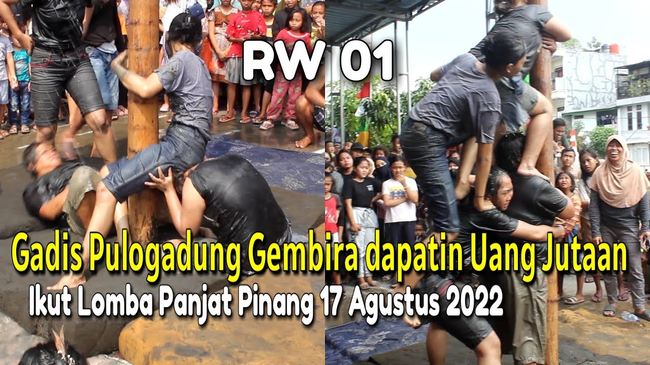 Panjat Pinang Gadis Berhasil Dapatin Uang Jutaan Lomba Panjat Pinang 17 Agustus 2022