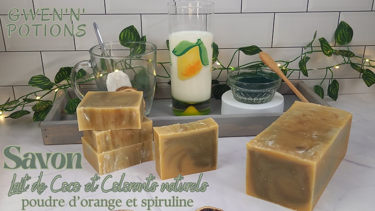Savon Lait de Coco et Colorants naturels : Orange et Spiruline (avec recette et commentaire)