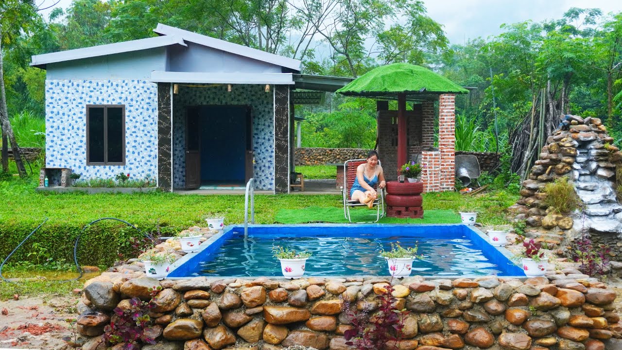 Rewind Time: Start to Finish Alone Build Swimming Pool... Dig Deep Hole Water Well...TIMELAPSE