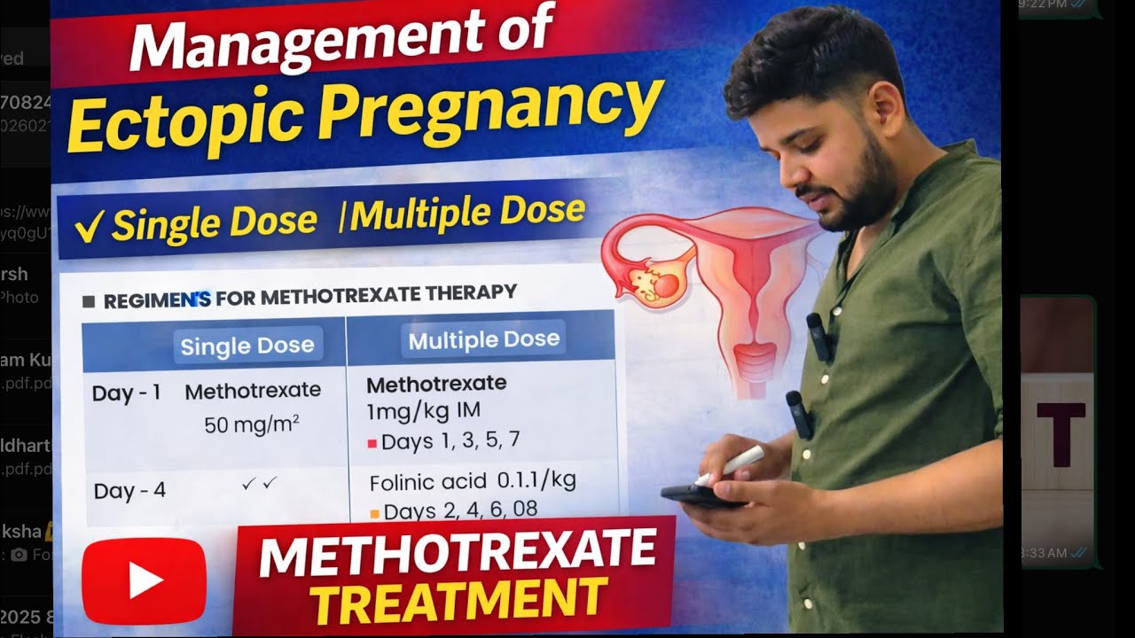 Ectopic pregnancy /Management of ectopic pregnancy ( Methotrexate  single dose + multiple dose ) 