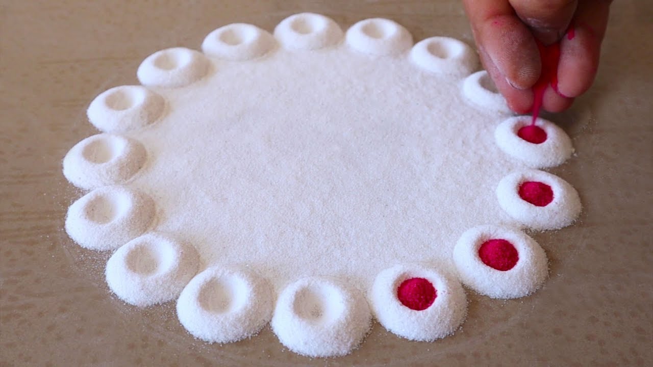 Easy Flower Rangoli Design For Festivals | Pandaga Muggulu | Easy Flower Kolam Designs