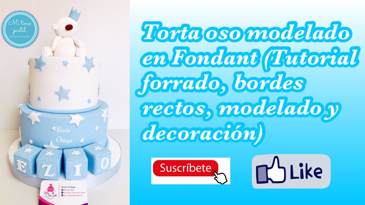 Torta Osito 3D  modelado en fondant  ( Tutorial forrado, bordes rectos,  modelado y decoración)