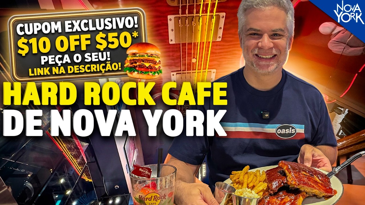 HARD ROCK CAFE NYC: comemos l&aacute; + DESCONTO EXCLUSIVO de $10!