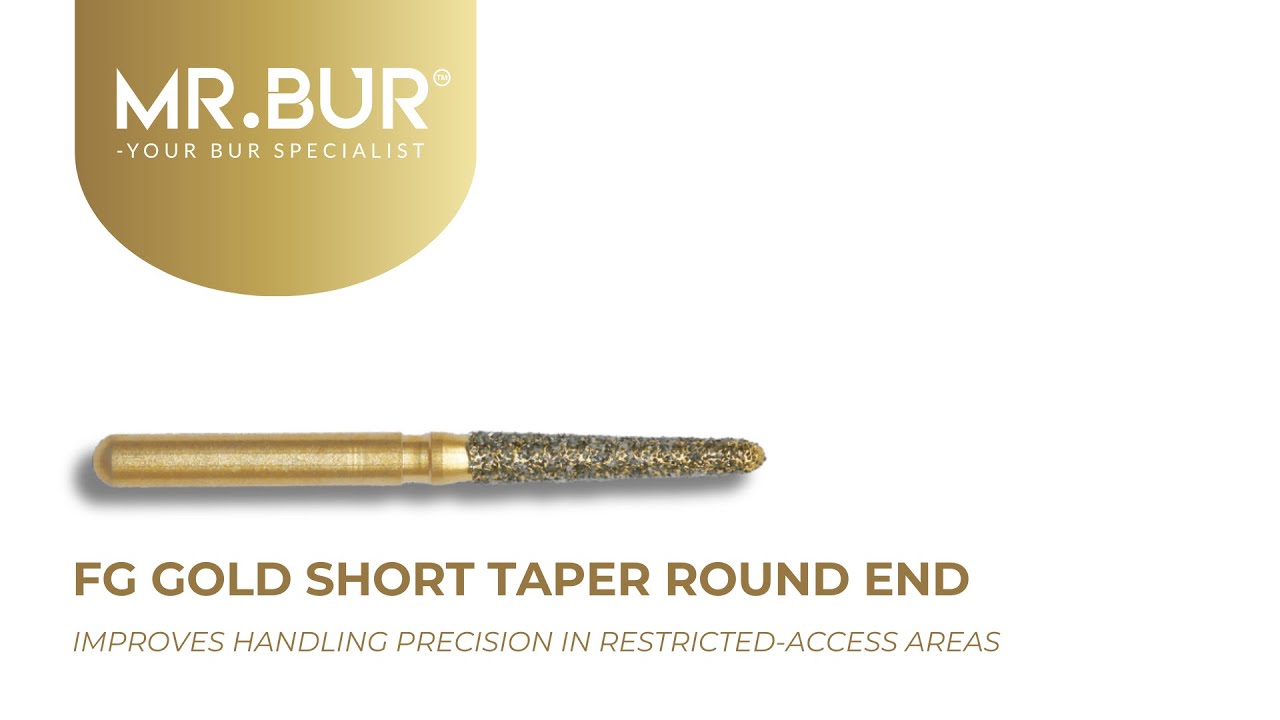FG Gold Short Taper Round End Diamond Bur FG | MR.BUR