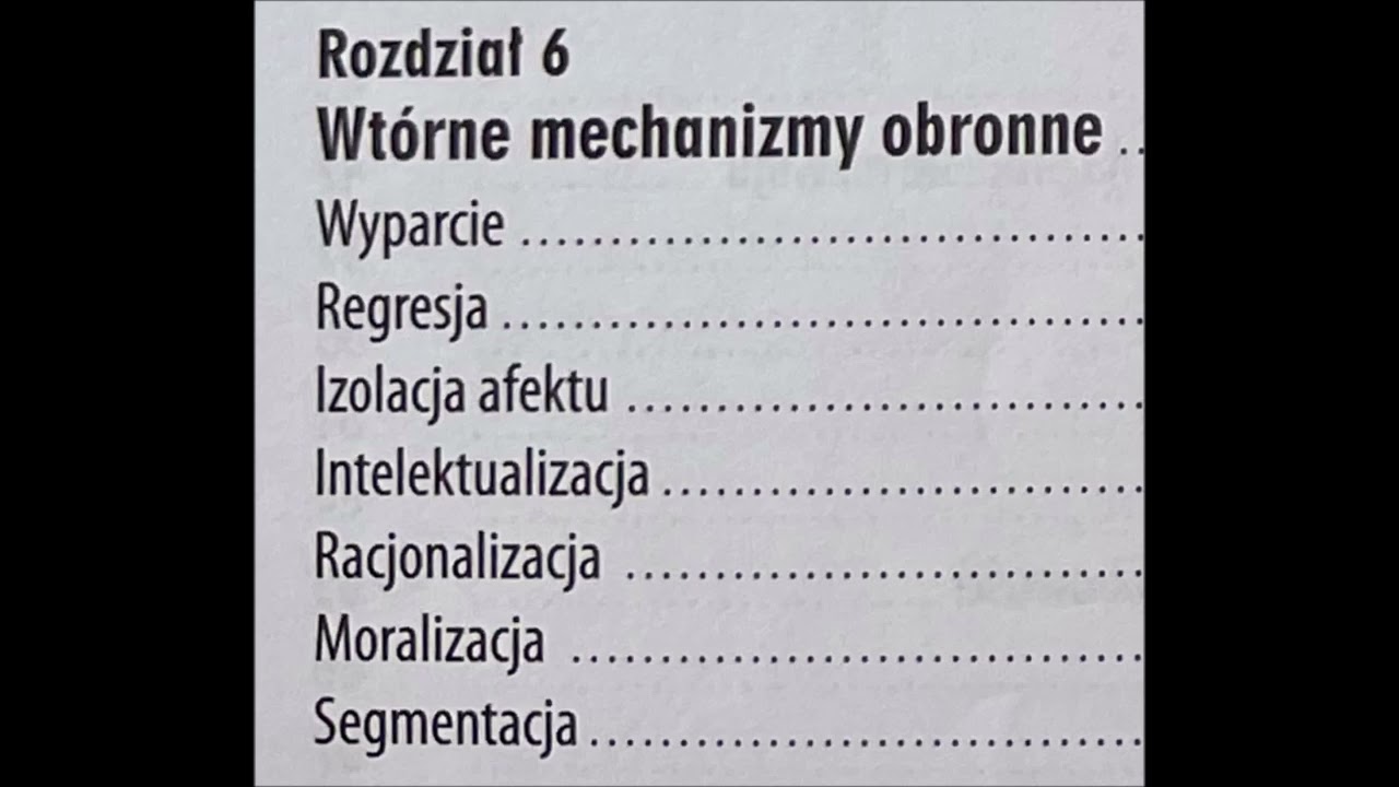6 DIAGNOZA PSYCHOANALITYCZNA 6 WTÓRNE  MECHANIZMY OBRONNE