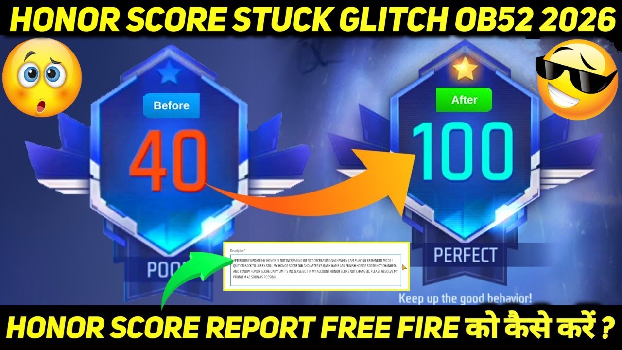 HOW TO INCREASE HONOR SCORE IN FF AFTER OB52 UPDATE | HONOR SCORE NOT INCREASING FREE FIRE PROBLEM