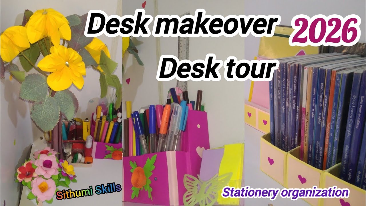 Desk makeover + Tour 2026🌷✨| Stationery organization 🎀 | #cozy #aesthetic #studytable #sithumiskills