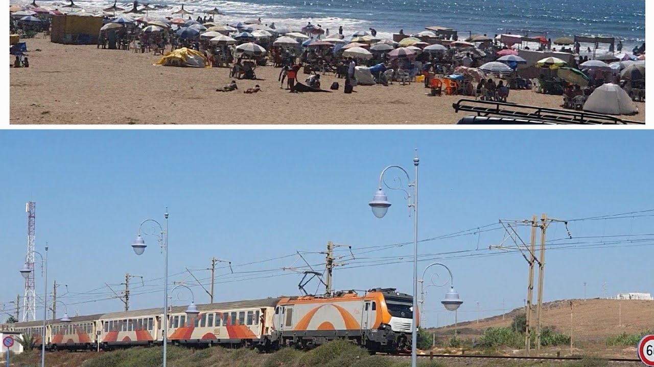 oncf morocco train's 🇲🇦 انطلاق قطار طنجة فاس مع منظر البحر الجميل و السباحة مشهد فقط في المغرب 🇲🇦🏖🚞