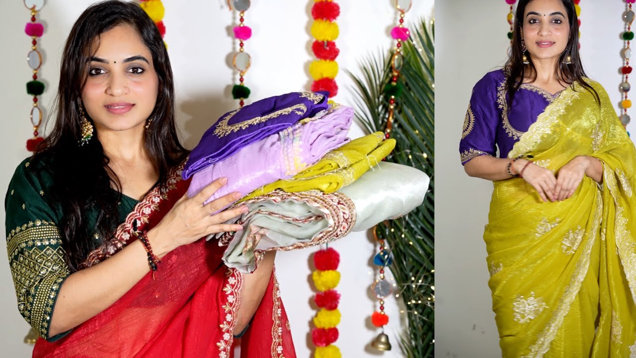 Meesho Saree Haul | Diwali/wedding Special Sarees | classy Saree #haul | kinjal Desai