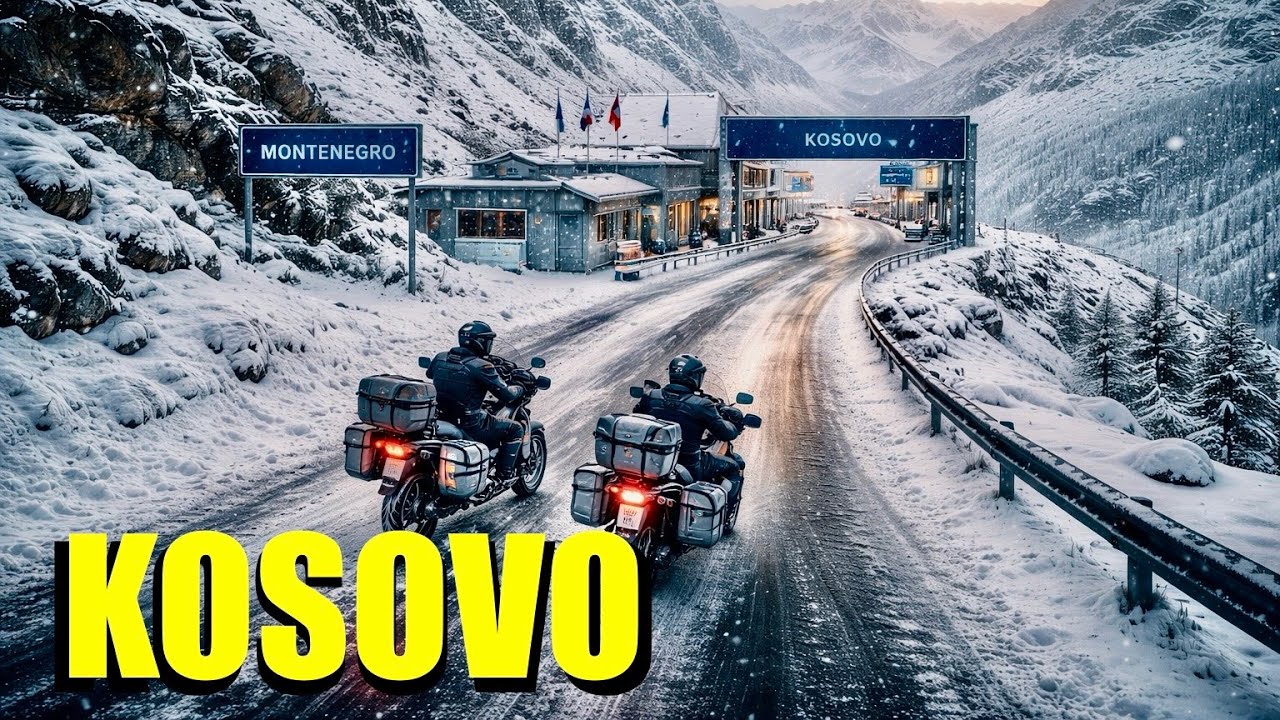 MONTENEGRO A KOSOVO de MOTO, muita NEVE e GELO pelos BALKANS e o inesperado (MOTO TOURS e DRONE) 4K