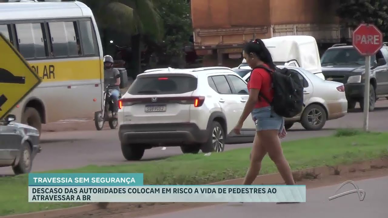 Descaso das autoridades coloca em risco a vida de pedestres ao atravessar a BR