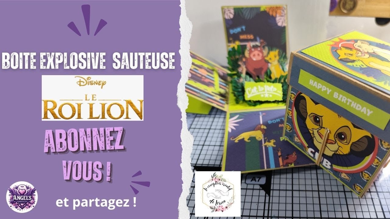 #scrapbooking Boite a explosion Sauteuse thème Le roi LION et boite a explosion simple