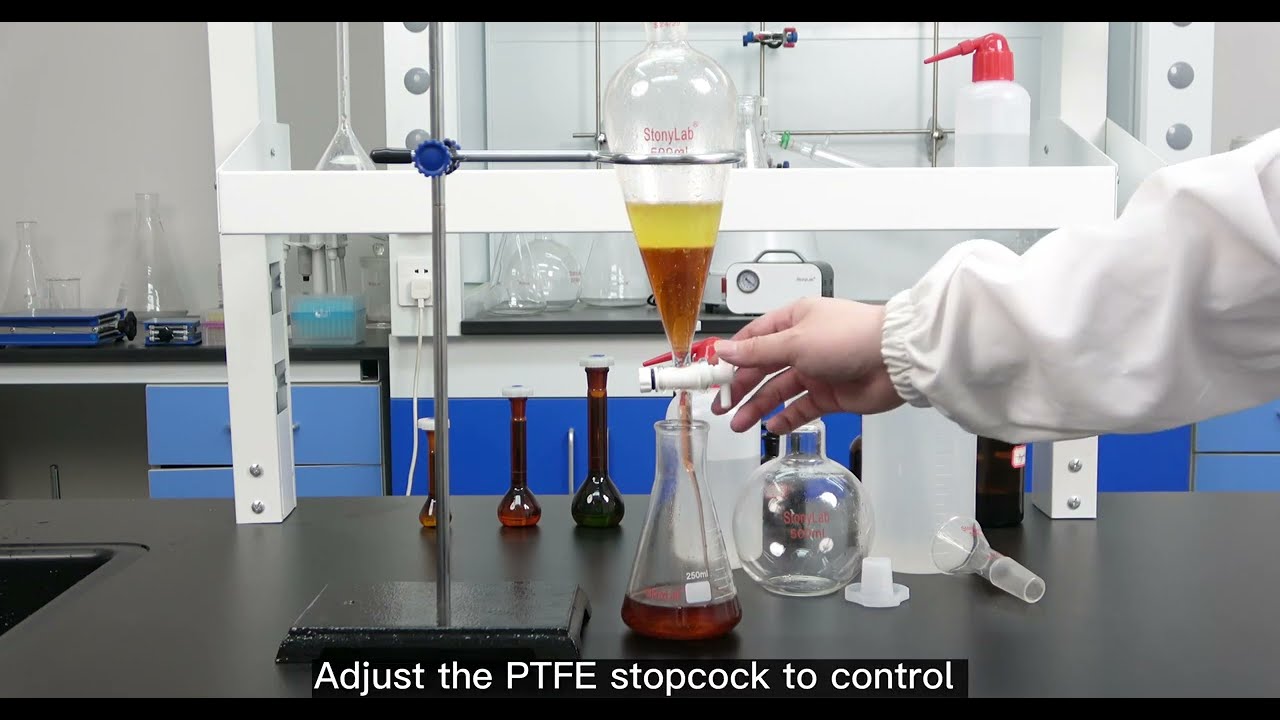 StonyLab Conical Separatory Funnel with PTFE Stopcock