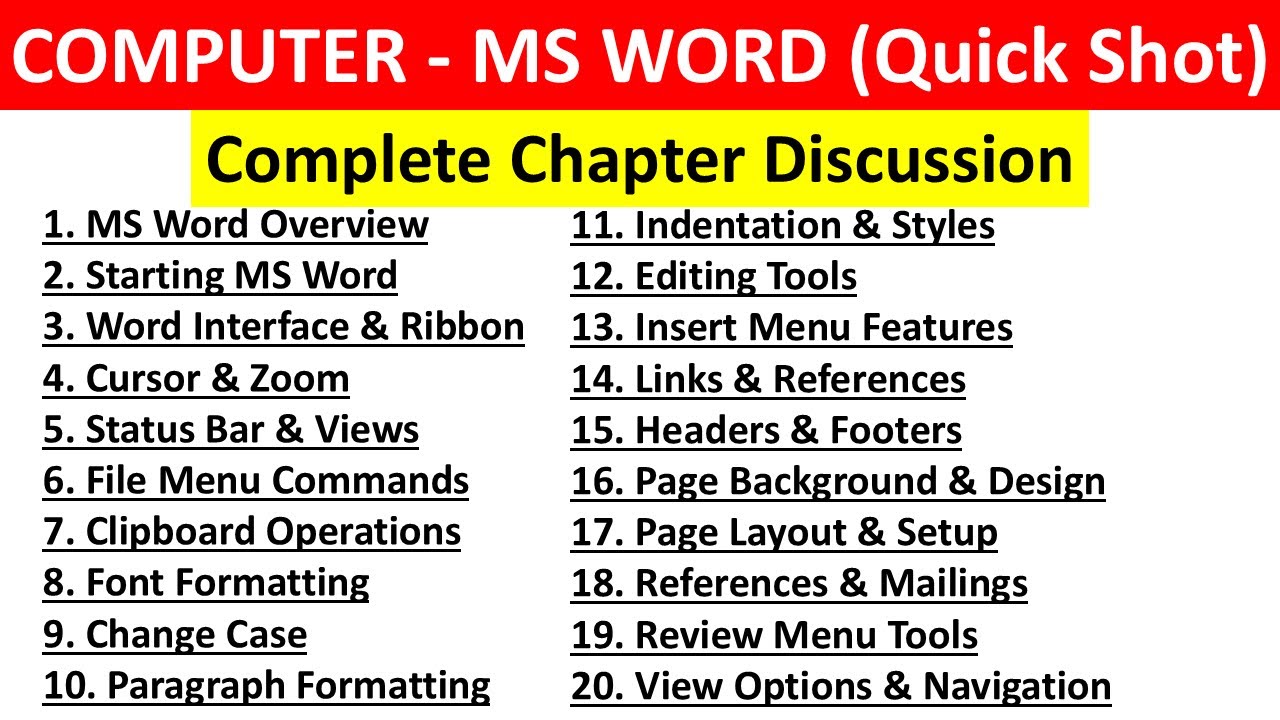 MS WORD | OSSC CGL / OSSSC CRE | COMPUTER | QUICK SHOT | Exams Odia |