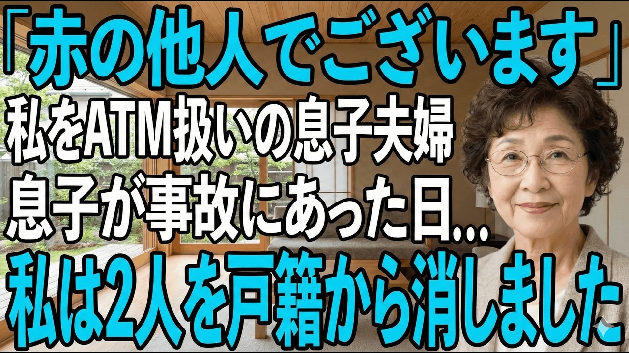 「赤の他人です」25年ATM扱いされ侮辱された母。息子が事故にあった日、縁を切った。