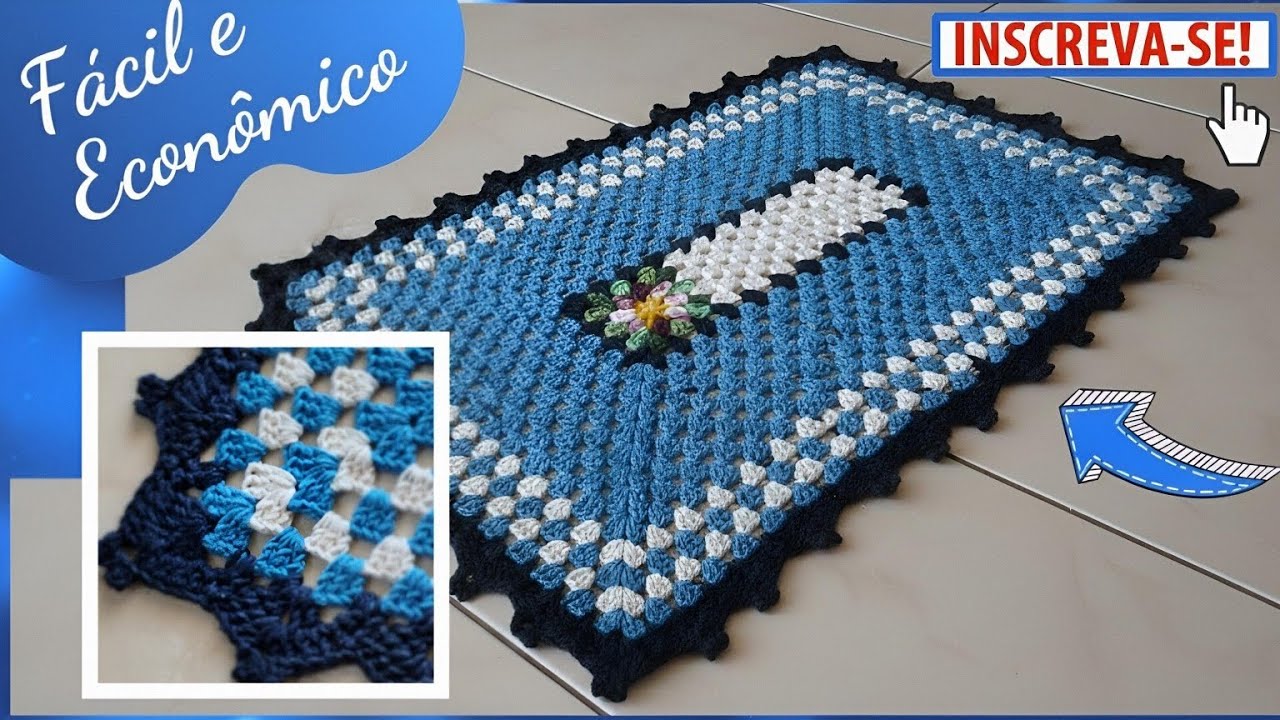 Tapete Retangular com Flor Rasteira | Passo a Passo Completo.