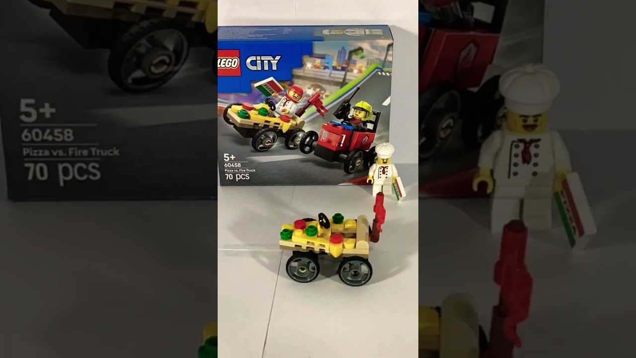 Lego 60458 pizza vs fire truck speed build animation