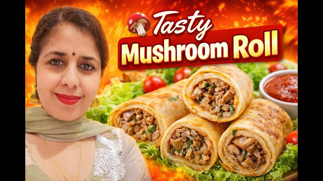 Street Style Mushroom Roll Recipe | Mushroom Wrap recipe
