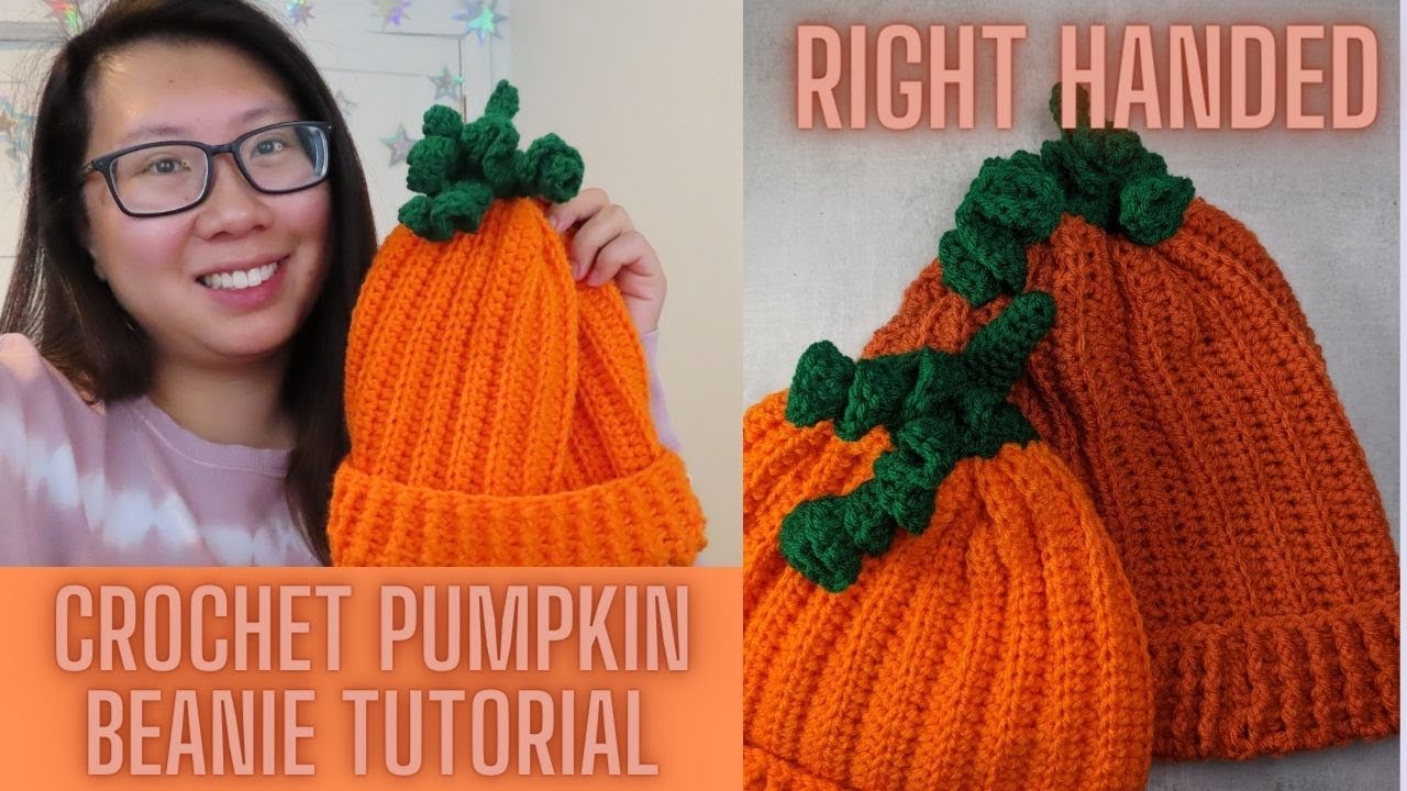 Easy Beginner Crochet Pumpkin Beanie Tutorial | RIGHT HANDED
