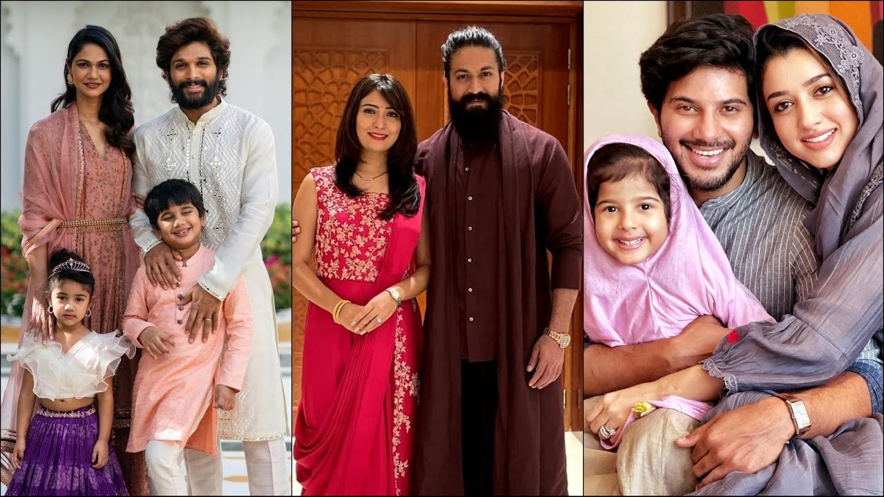 10 Beautiful Real Life Partners of South Indian Actors | Yash, Allu Arjun, Dulquer Salmaan