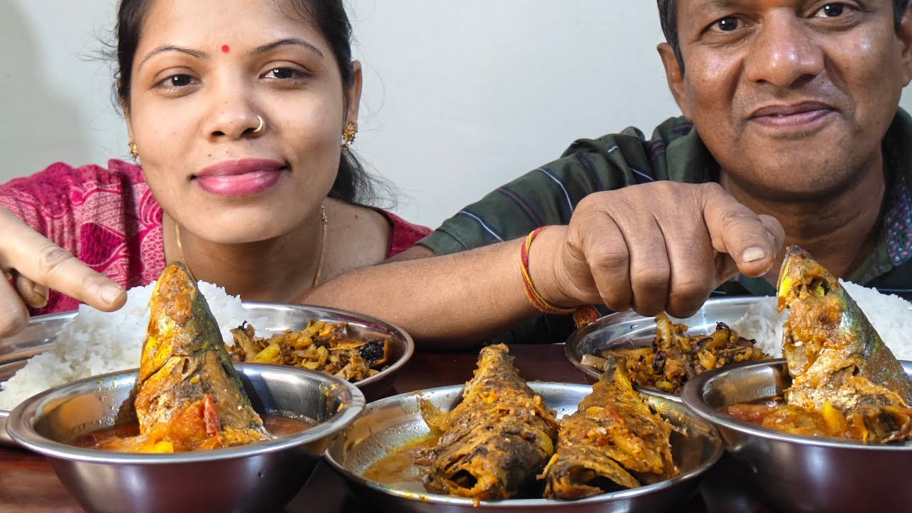 🔥🔥Rice🍚,Fish 🐟 curry, 🐠 sarso masala,Fish bhujia and pumpkin fry #mukbang @foodloversavitha..5🔥🔥
