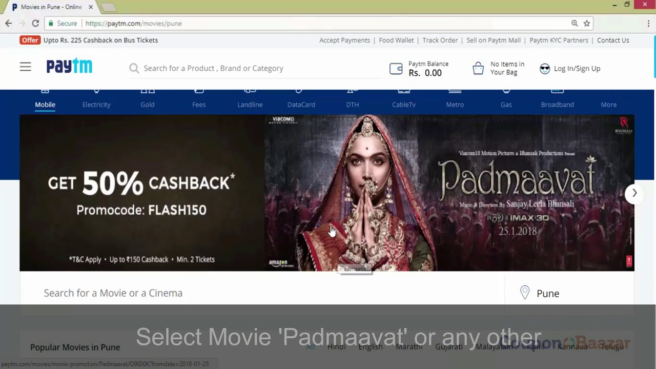 How to book 'Padmavat' Free Ticket on Paytm Movies? | CouponBaazar