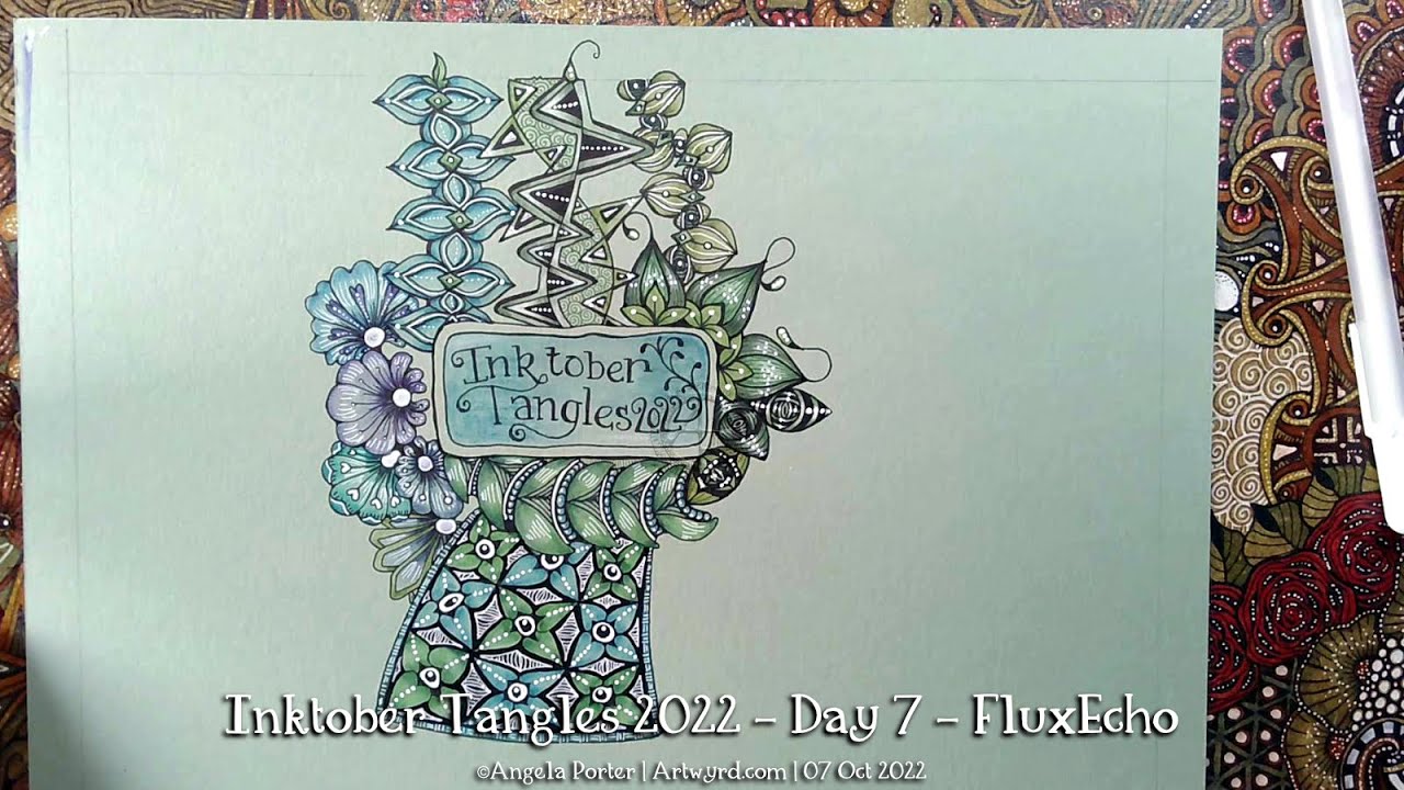 #Inktober #InktoberTangles2022 Days 7 - FluxEcho by Lynn Mead CZT #DrawWithMe