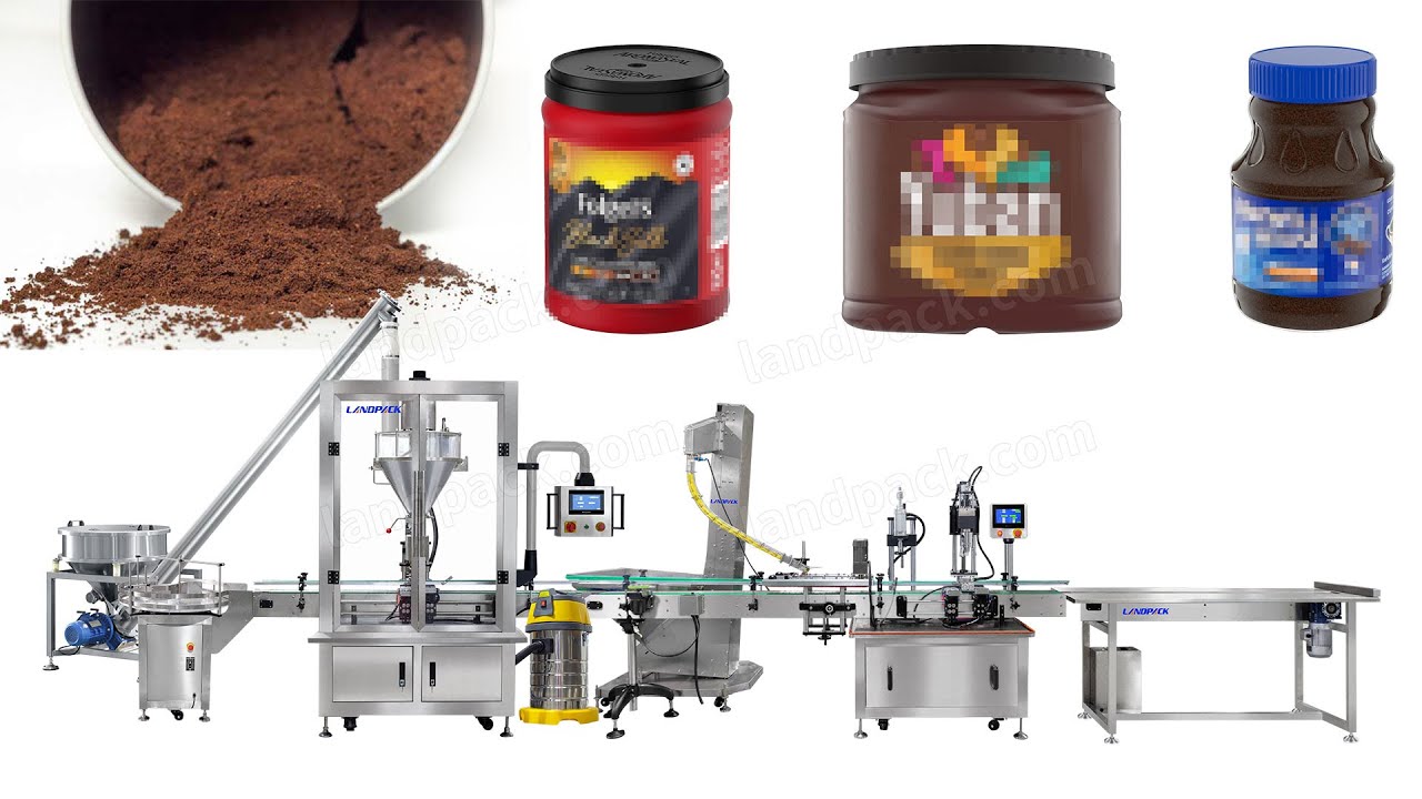 Automatic Coffee Powder Bottle Jar Filling And Capping Machine Line
