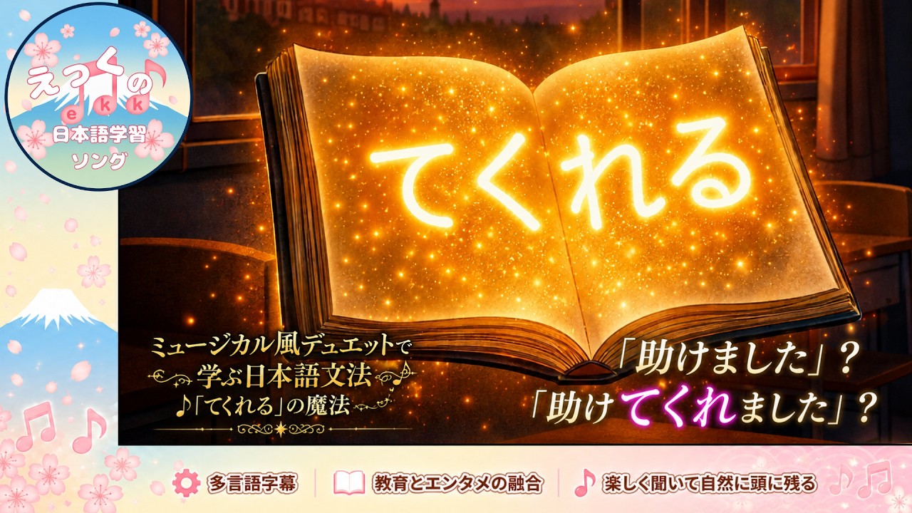 「てくれる」の魔法（MV）,「～てくれる」という文型の大切さを学習する日本語オリジナルソング,Let's Learn Japanese with Song！（26.1.20修正版）