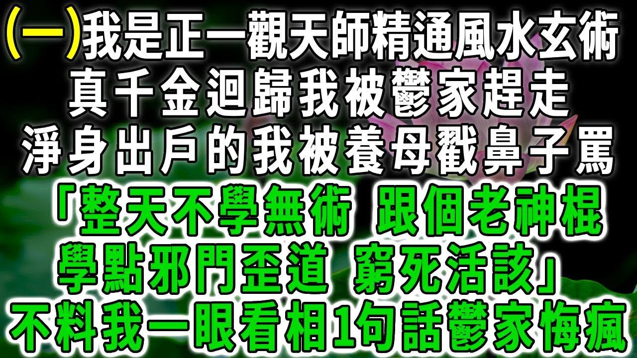 神鰩傳1.我是正一觀天師精通風水玄術，真千金迴歸我被鬱家趕走，淨身出戶的我被養母戳鼻子罵：「整天不學無術 跟個老神棍學點邪門歪道 窮死活該」不料我一眼看相1句話鬱家悔瘋！#荷上清風 #爽文