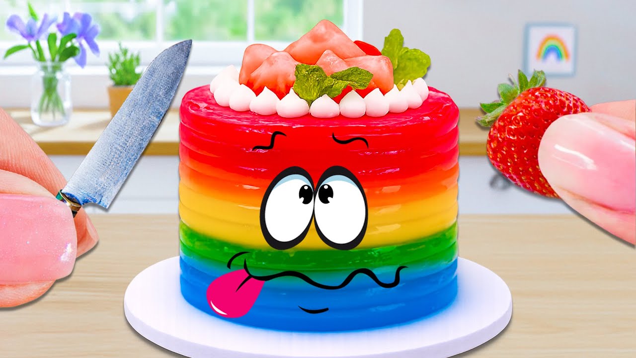 Mini Fruit Rainbow Jelly🍒Beautiful Miniature Rainbow Fruit Jelly Cake Decorating Ideas