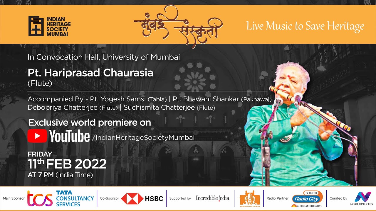 Mumbai Sanskriti 2022 |  Pt Hariprasad Chaurasiaji's performance  |  Flute  | Indian Classical Music