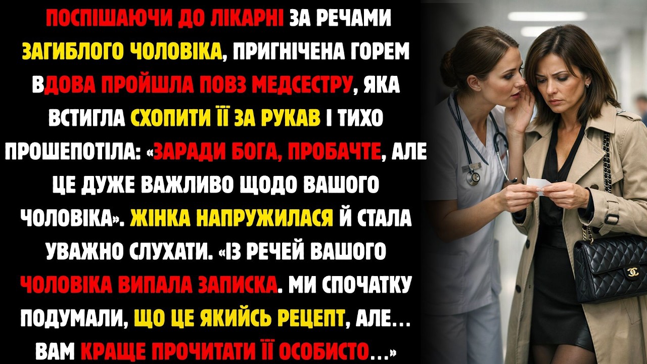 Поспішаючи До Лікарні По Речі Загиблого Чоловіка, Приголомшена Горем Вдова Пройшла Повз Медсестру,Як