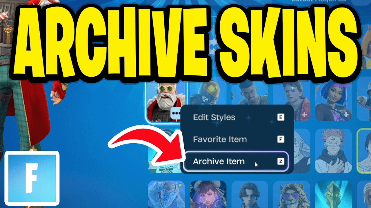 Как архивировать скины в Fortnite