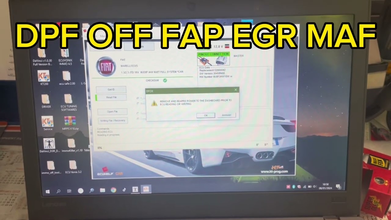 KT200 MJD8F3 RED WRITE  DPF OFF /EGR/ FAP/ MAFعملية قراءة و كتابة و إلغاء نضام البيئة بجهاز kt 200