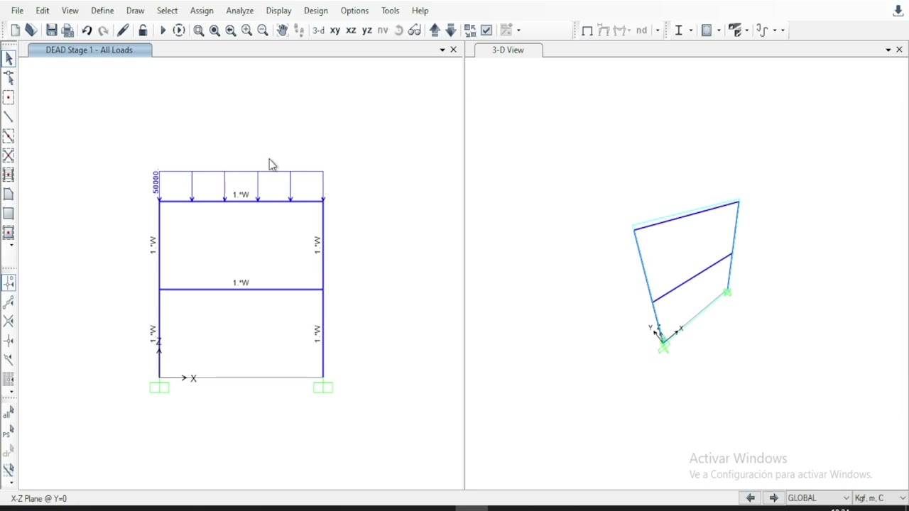 11. Analisis de portico de H°A° - Asignación de cargas y análisis de la estructura