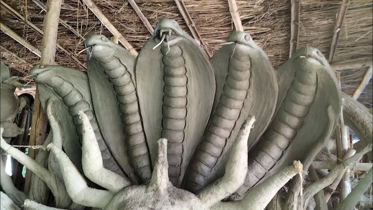 शेषनाग मूर्ति में kaise banaen, mitti mein shesh nag banaen clay making Sangram Murtikar