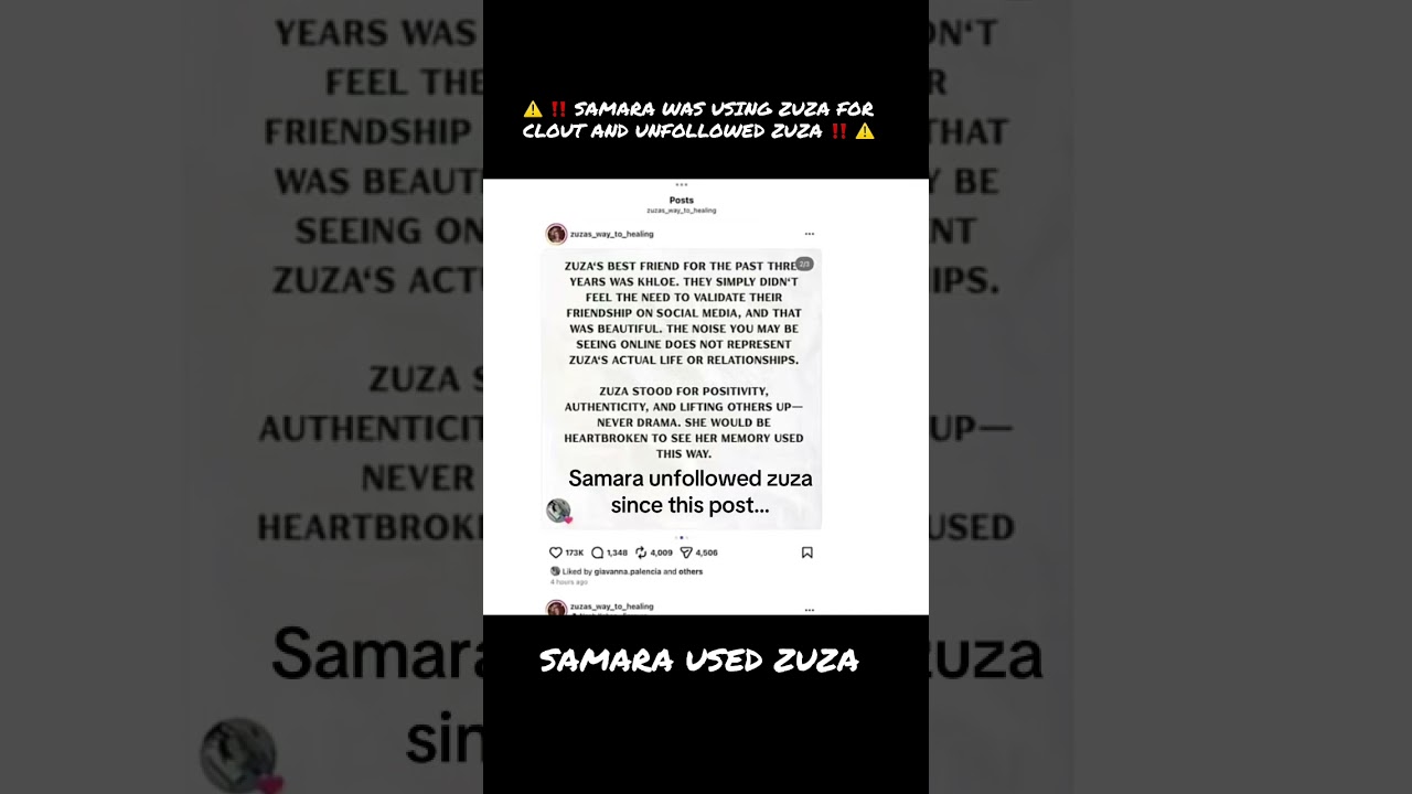 Samara unfollowed zuza and used her for clout 