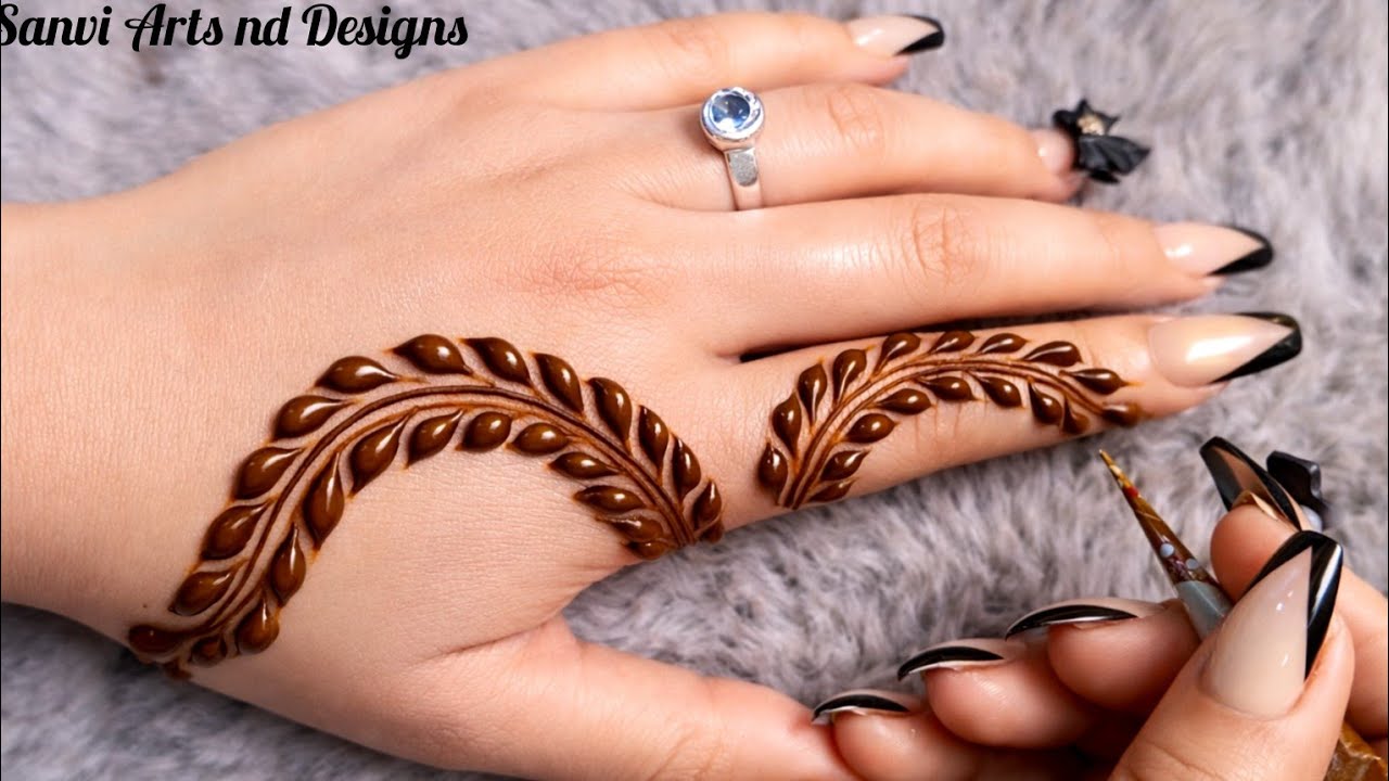 Holi Special mehndi design||Dubai leaf 🌿 Mehndi design||Easy nd Stylish Mehendi ka design 