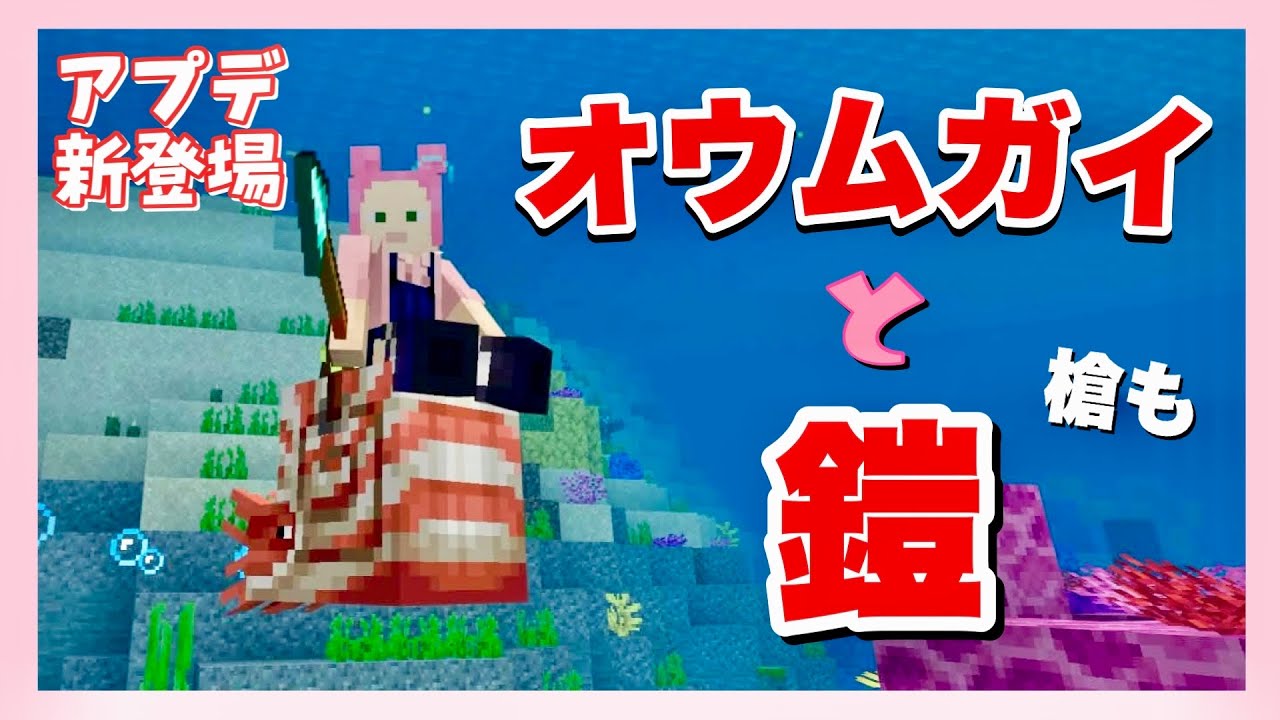 【マイクラ】アプデ！オウムガイと鎧と槍手に入れてみた【くまクラ