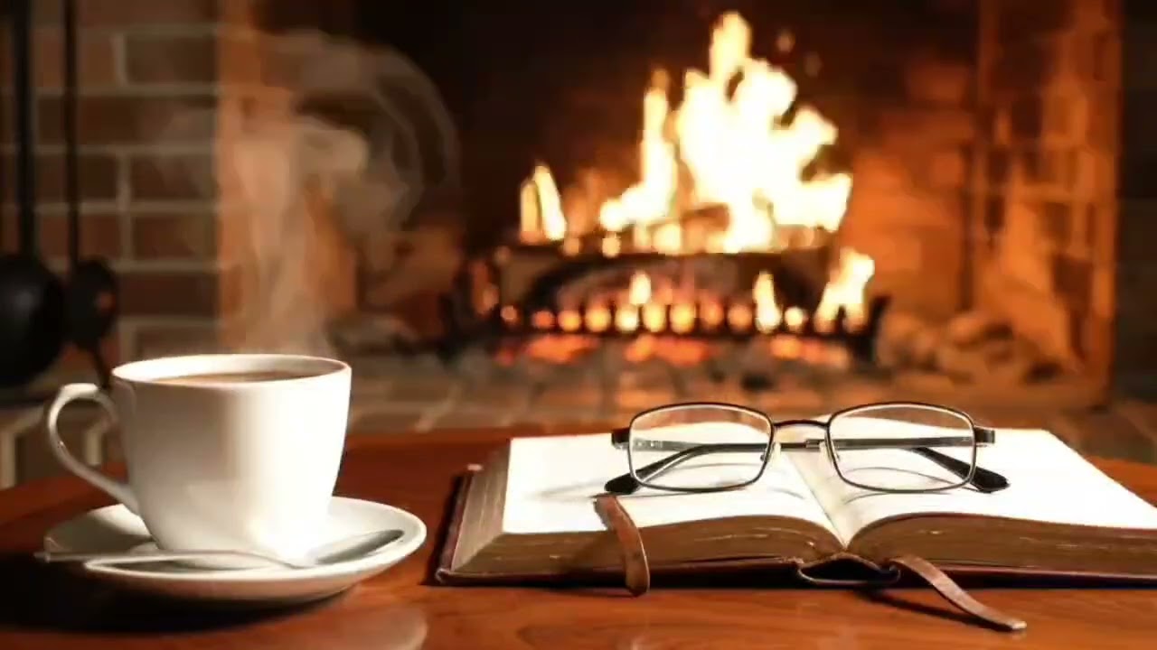 Cozy Fireplace Ambience 🔥📖 | Relaxing Night Sounds for Deep Sleep, Stress Relief & Peaceful Mind