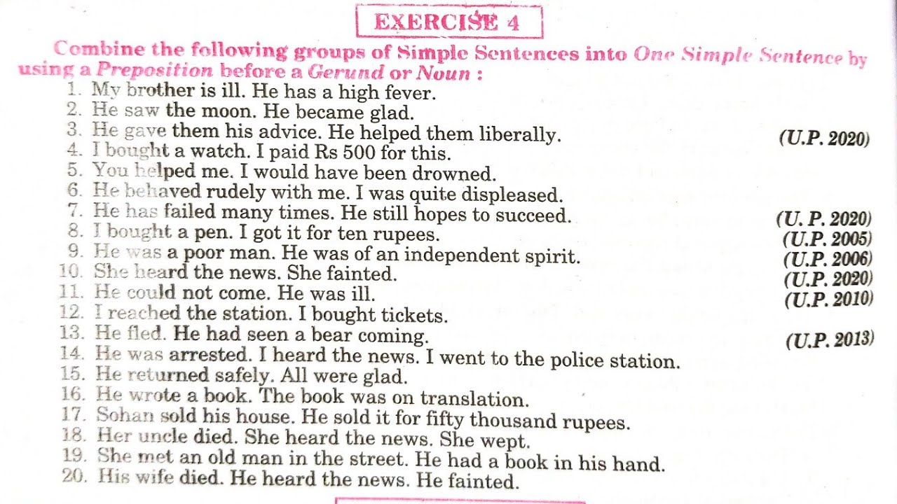 by using a preposition before a gerund or noun solved exercise | synthesis exercise 4 | synthesis