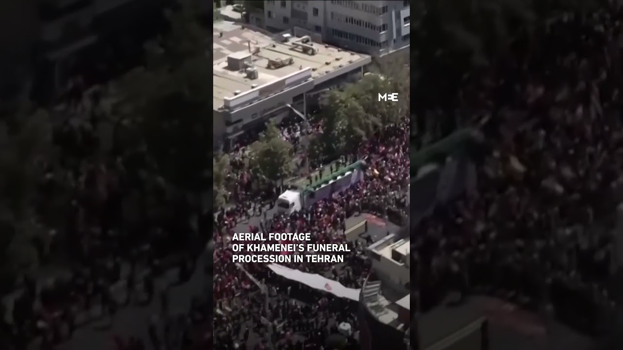 Aerial footage shows hundreds of thousands attending Khamenei&rsquo;s funeral procession in Tehran